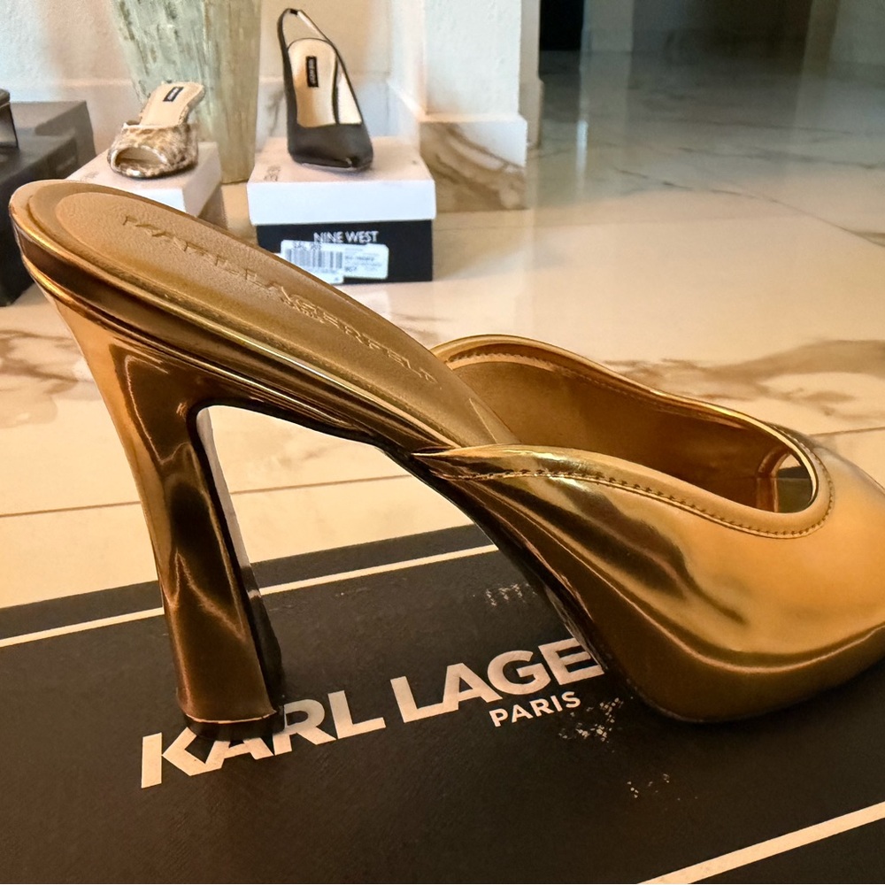 Karl Lagerfeld Metallic Gold Heels